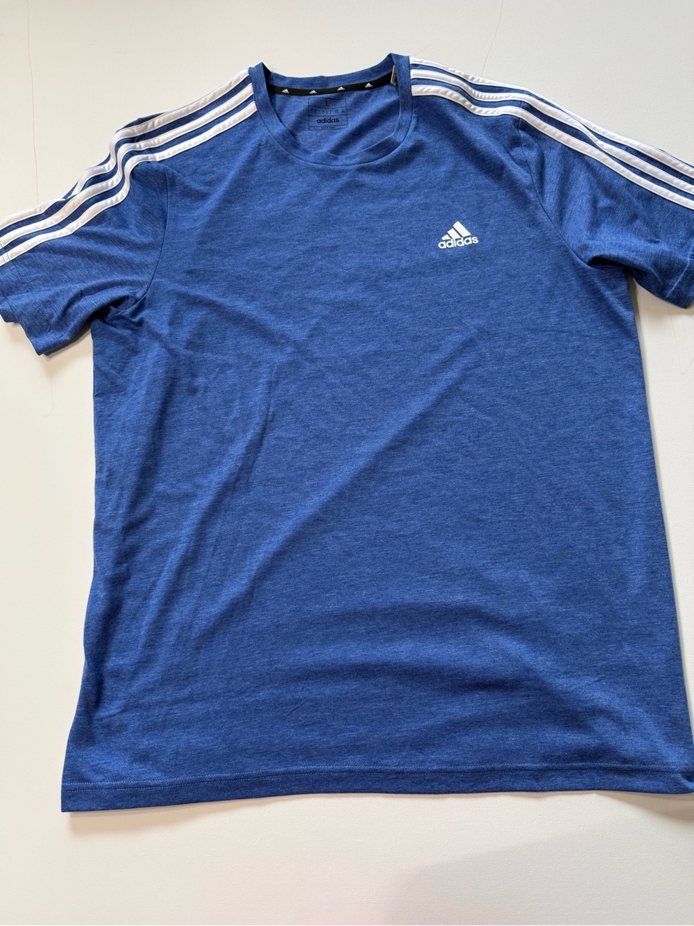 adidas aeroready blue Tee with White Shoulder Stripes